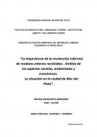 Cubierta para La importancia de la recolección informal de residuos urbanos reciclables: análisis de los aspectos sociales, ambientales y económicos, la situación en la ciudad de Mar del Plata