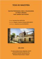 Cubierta para Gestión Patrimonial para la Salvaguarda de Áreas Urbanas Caso: barrio San Vicente