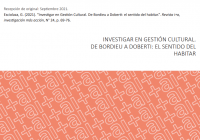 Cubierta para Investigar en Gestión Cultural. De Bordieu a Doberti: el sentido del Habitar.